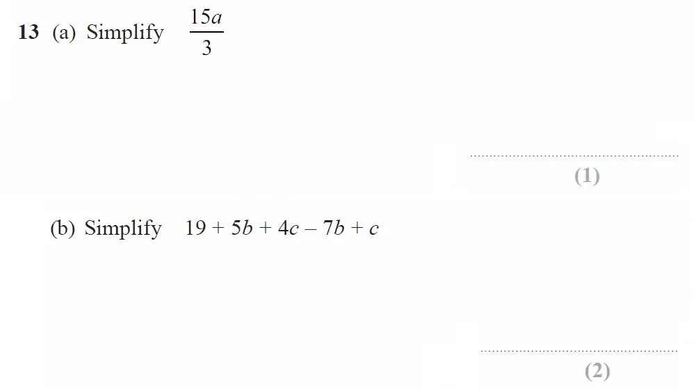 Question 13(a,b) - GCSE Edexcel Foundation Maths Past Paper 1 (Non-Calculator) - June 2023