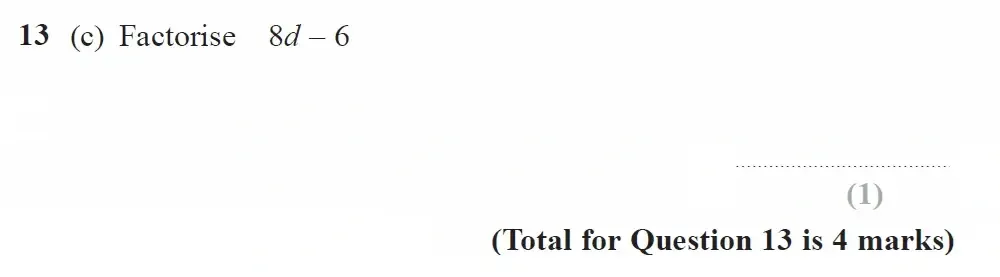 Question 13(c) - GCSE Edexcel Foundation Maths Past Paper 1 (Non-Calculator) - June 2023