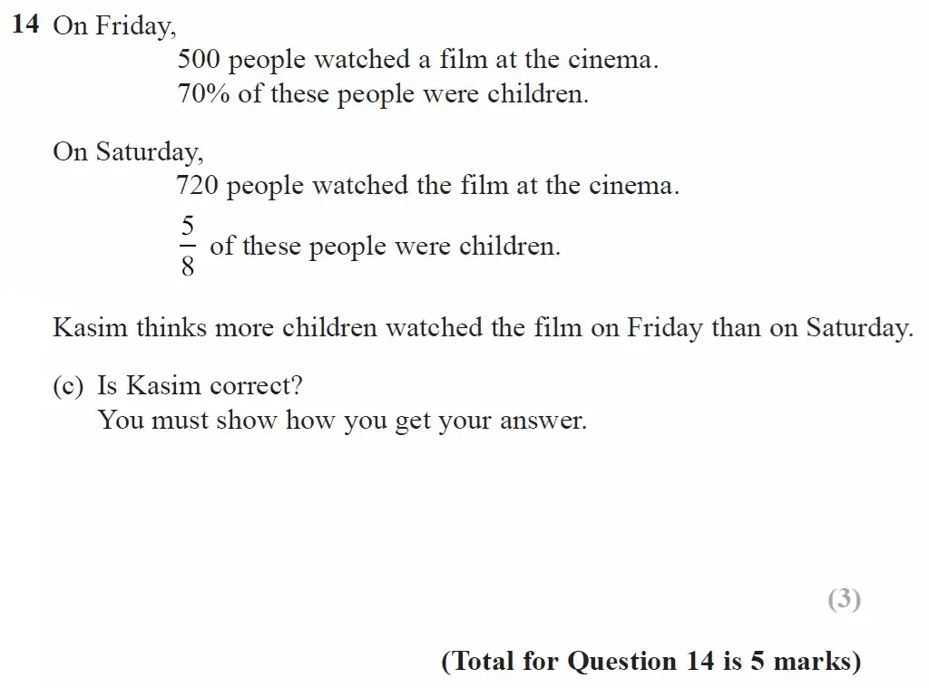 Question 14(c) - GCSE Edexcel Foundation Maths Past Paper 1 (Non-Calculator) - June 2023