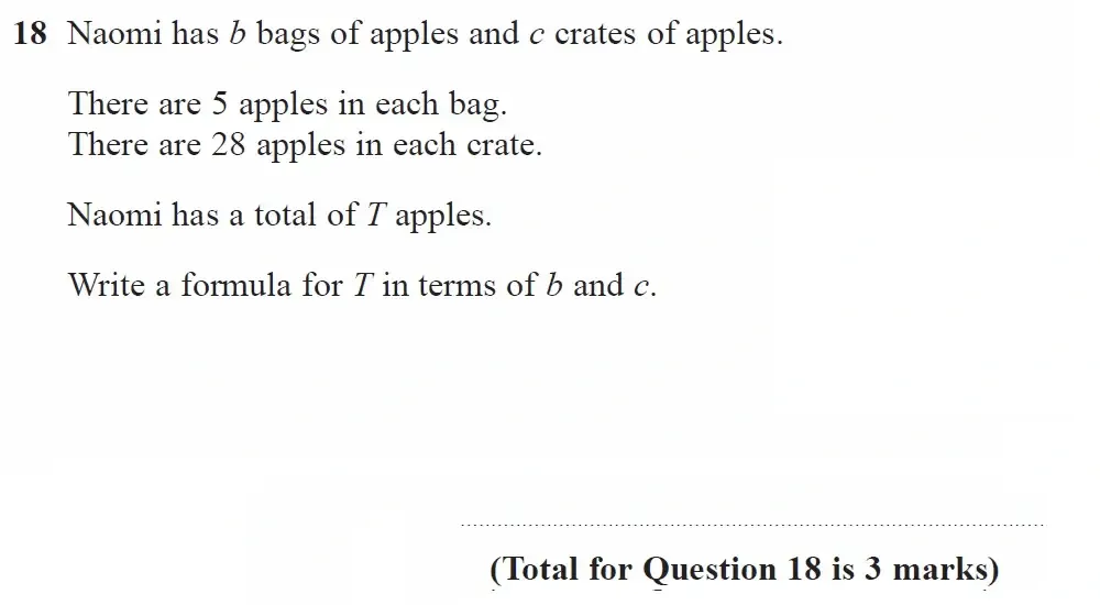 Question 18 - GCSE Edexcel Foundation Maths Past Paper 1 (Non-Calculator) - June 2023
