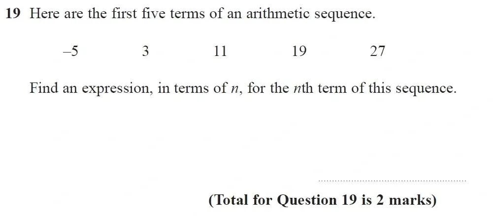 Question 19 - GCSE Edexcel Foundation Maths Past Paper 1 (Non-Calculator) - June 2023