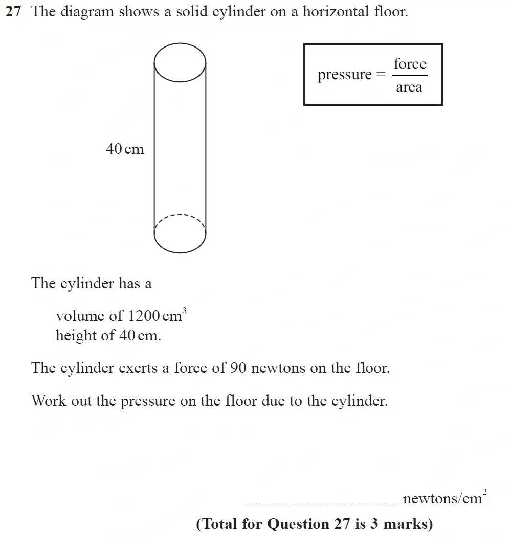Question 27 - GCSE Edexcel Foundation Maths Past Paper 1 (Non-Calculator) - June 2023