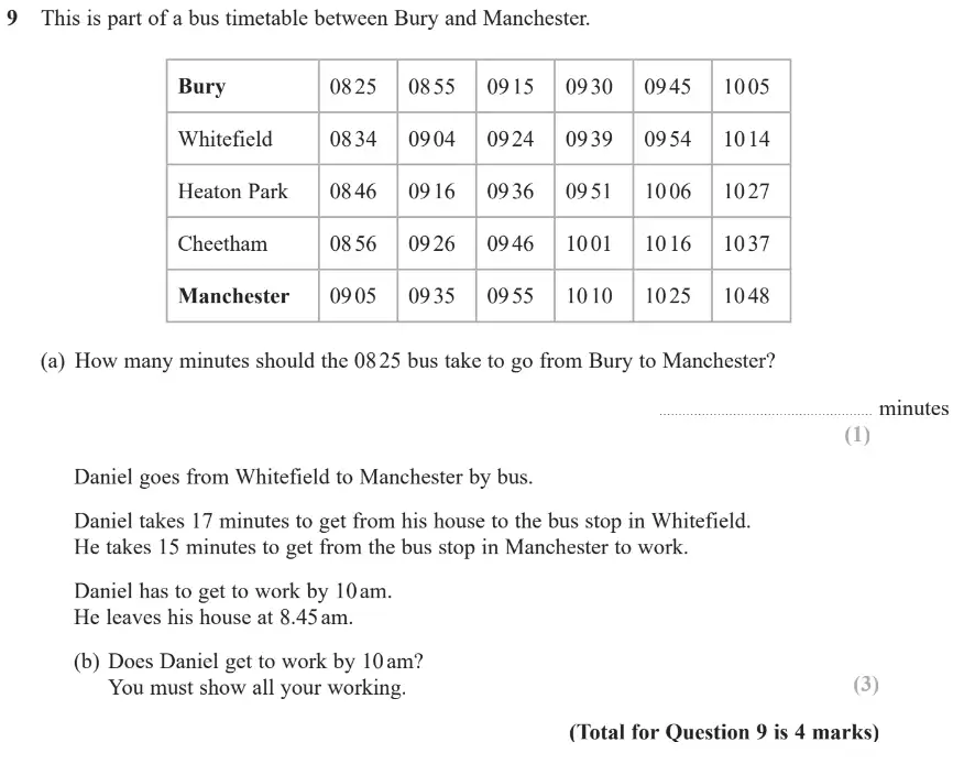 Question 9 - GCSE Edexcel Foundation Maths Past Paper 3 (Calculator) - June 2018