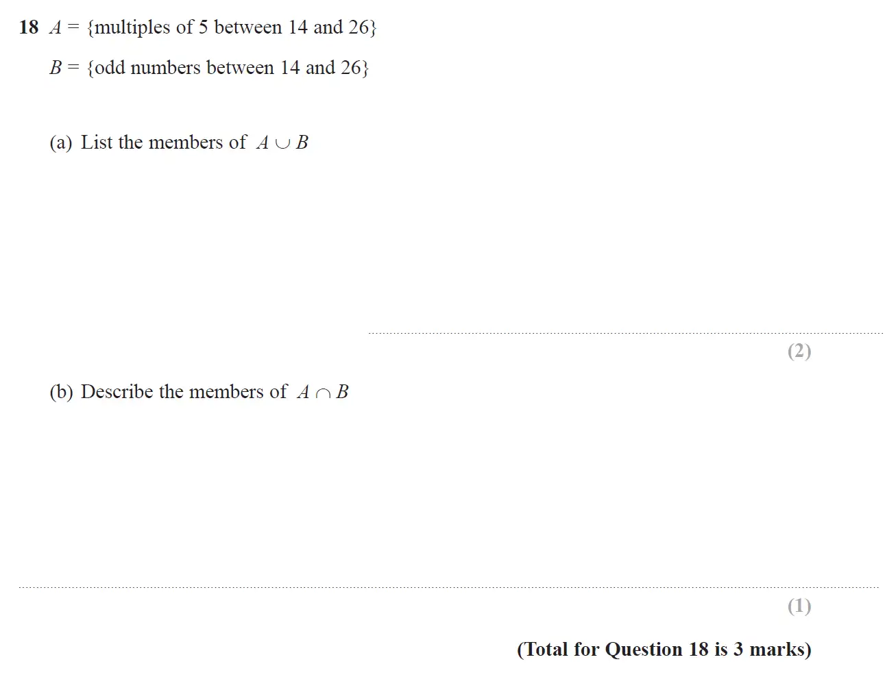 Question 18 - GCSE Edexcel Foundation Maths Past Paper 1 (Non-Calculator) - June 2018