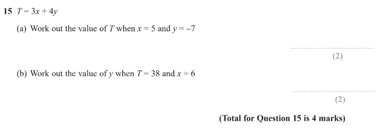 Question 15 - GCSE Edexcel Foundation Maths Past Paper 2 (Calculator) - June 2020