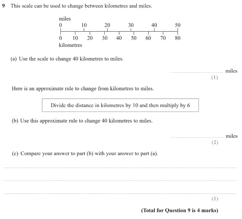 Question 9 - GCSE Edexcel Foundation Maths Past Paper 2 (Calculator) - June 2020