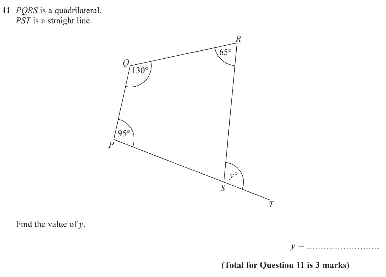 Question 11 - GCSE Edexcel Foundation Maths Past Paper 3 (Calculator) - June 2020