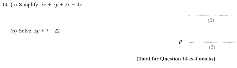 Question 14 - GCSE Edexcel Foundation Maths Past Paper 3 (Calculator) - June 2020