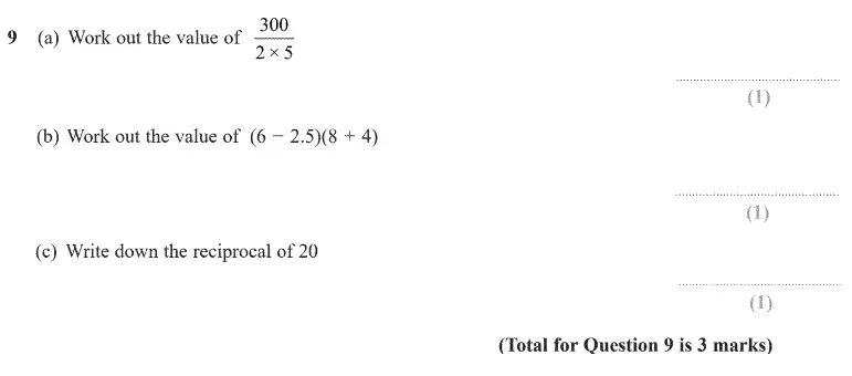 Question 9 - GCSE Edexcel Foundation Maths Past Paper 3 (Calculator) - June 2020