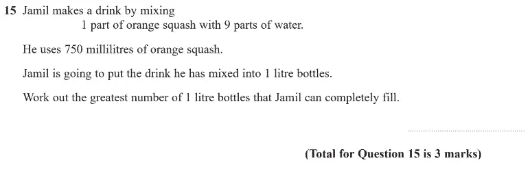 Question 15 - GCSE Edexcel Foundation Maths Past Paper 1 (Non-Calculator) - June 2020