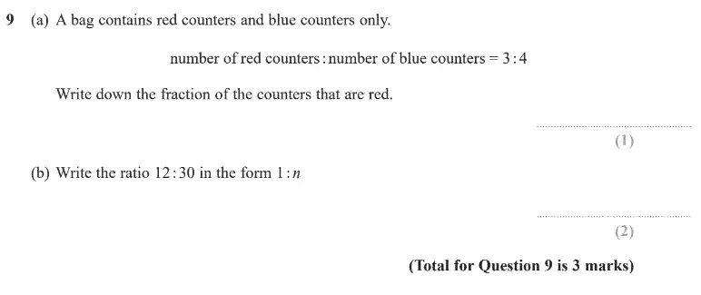 Question 9 - GCSE Edexcel Foundation Maths Past Paper 1 (Non-Calculator) - June 2020
