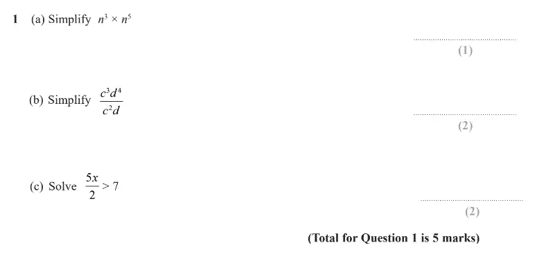 Question 1 - GCSE Edexcel Higher Maths Past Paper 3 (Calculator) - June 2020