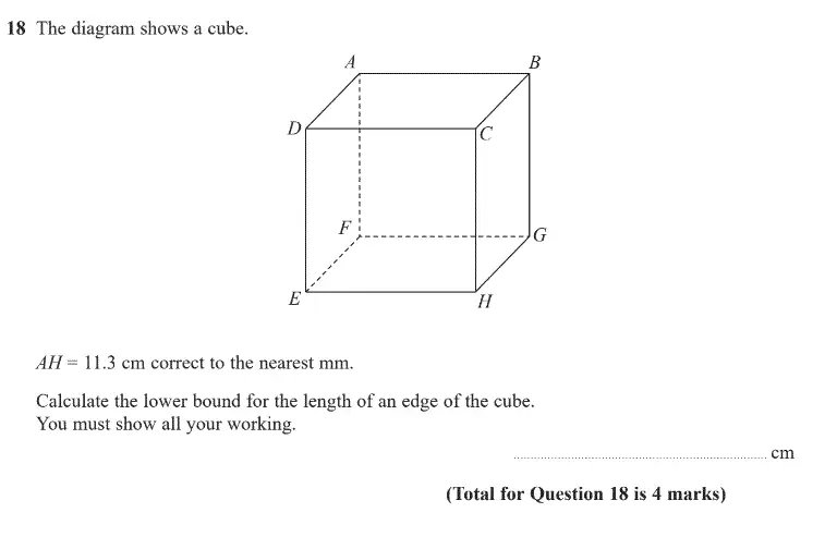 Question 19 - GCSE Edexcel Higher Maths Past Paper 3 (Calculator) - June 2020