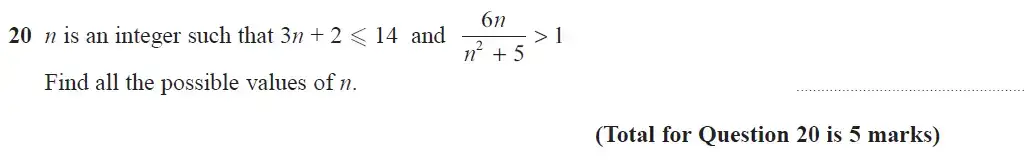 Question 20 - GCSE Edexcel Higher Maths Past Paper 1 (Non-Calculator) - June 2018