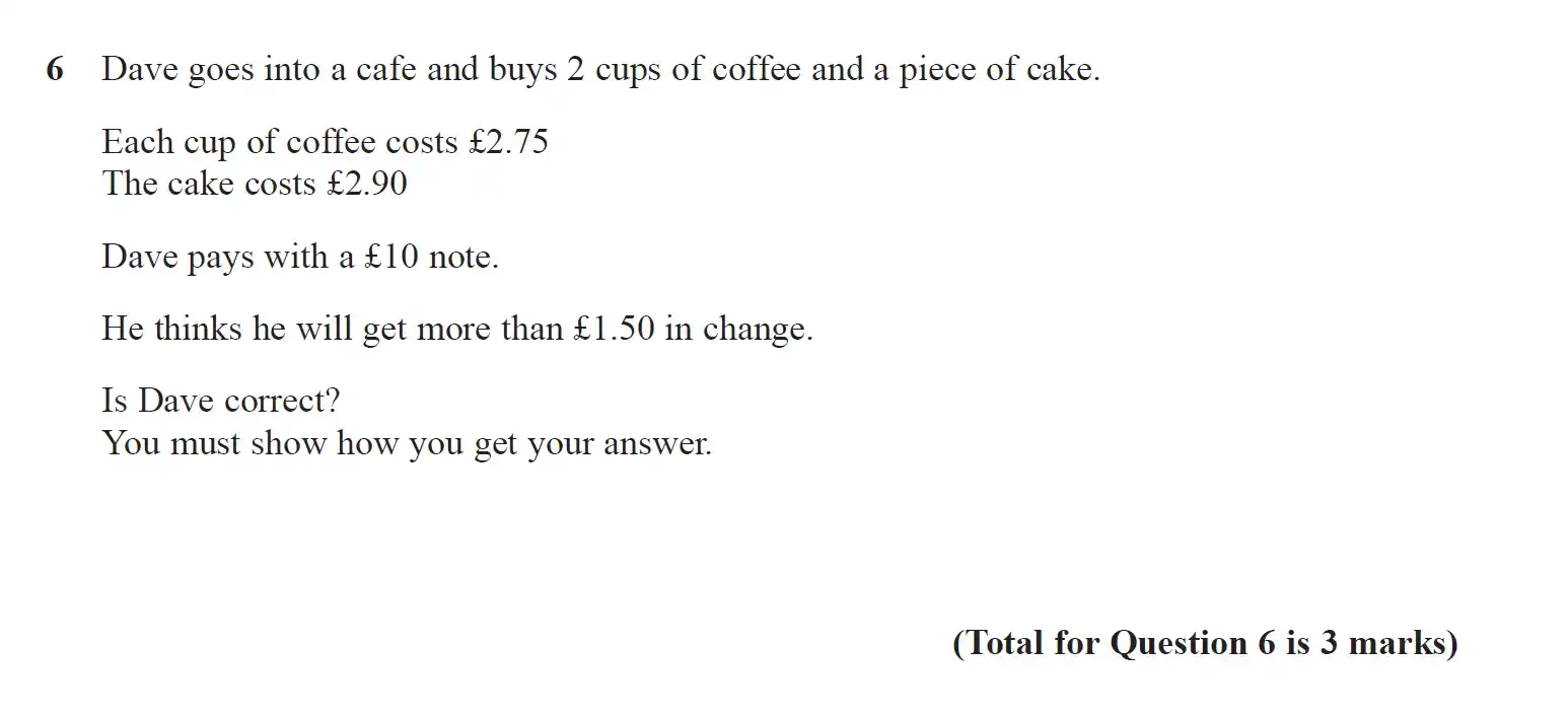 Question 6 - GCSE Edexcel Foundation Maths Past Paper 2 (Calculator) - June 2019