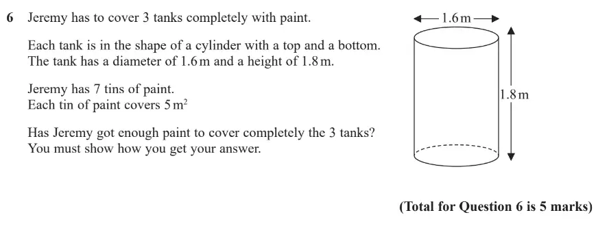 Question 6 - GCSE Edexcel Higher Maths Past Paper 3 (Calculator) - June 2019