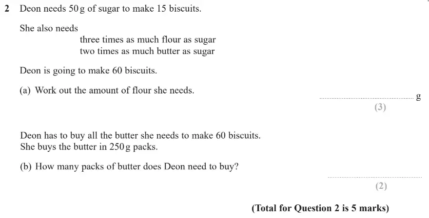 Question 2 - GCSE Edexcel Higher Maths Past Paper 1 (Non-Calculator) - June 2019