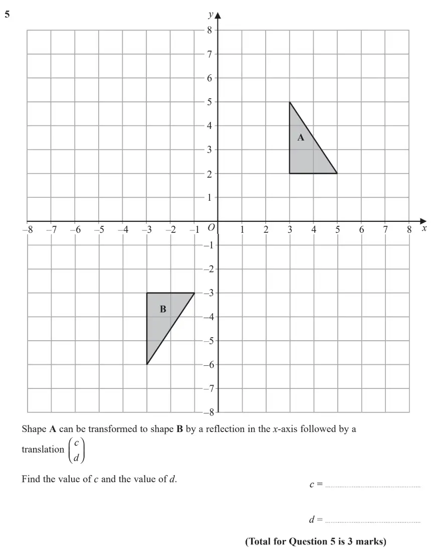 Question 5 - GCSE Edexcel Higher Maths Past Paper 1 (Non-Calculator) - June 2019