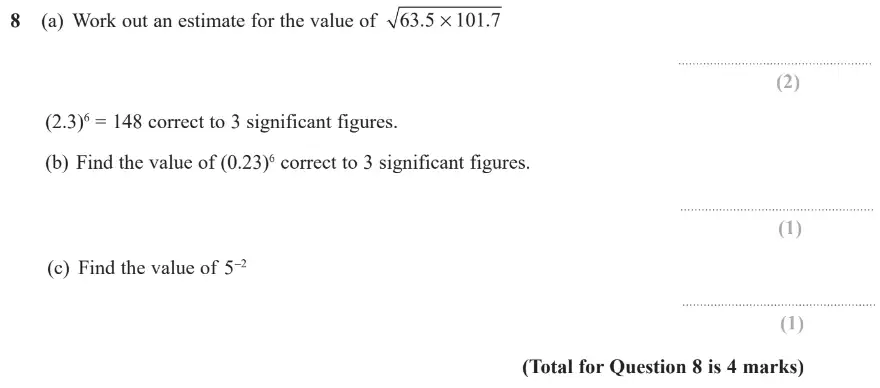 Question 8 - GCSE Edexcel Higher Maths Past Paper 1 (Non-Calculator) - June 2019