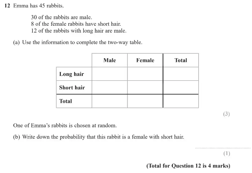 Question 12 - GCSE Edexcel Foundation Maths Past Paper 1 (Non-Calculator) - November 2017
