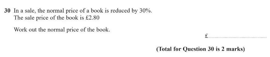 Question 30 - GCSE Edexcel Foundation Maths Past Paper 1 (Non-Calculator) - November 2017