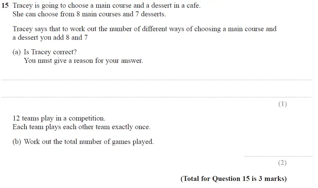 Question 15 - GCSE Edexcel Higher Maths Past Paper 2 (Calculator) - November 2017