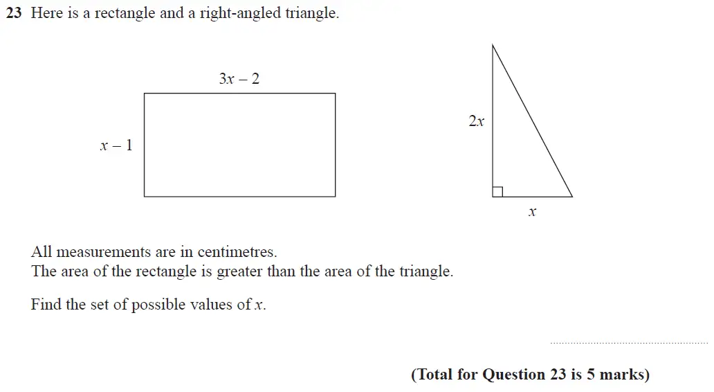 Question 23 - GCSE Edexcel Higher Maths Past Paper 1 (Non-Calculator) - November 2017