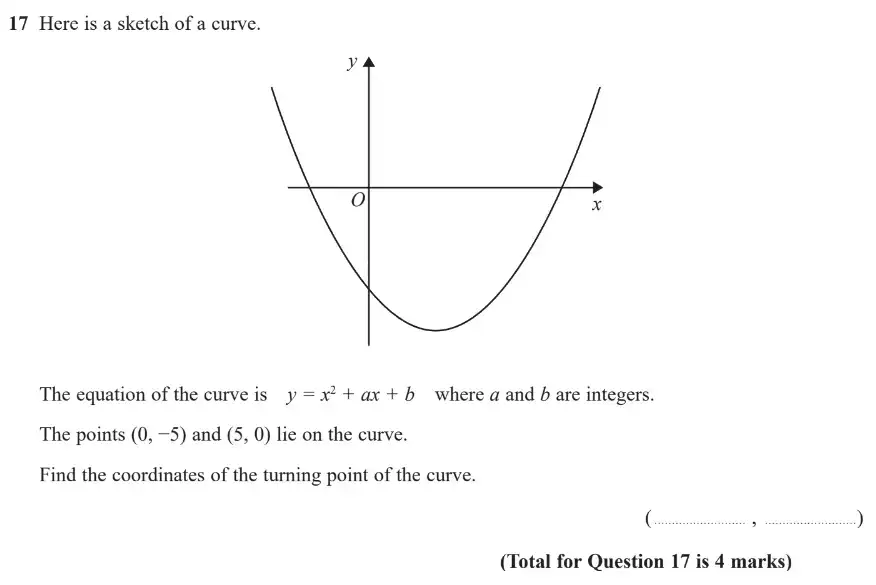 Question 17 - GCSE Edexcel Higher Maths Past Paper 1 (Non-Calculator) - November 2018