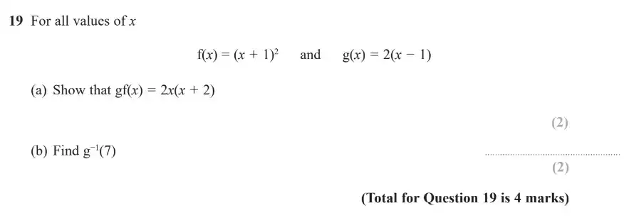 Question 19 - GCSE Edexcel Higher Maths Past Paper 1 (Non-Calculator) - November 2018