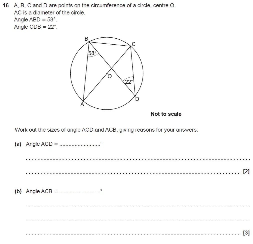 Question 16 - GCSE OCR Higher Maths Sample Paper 4 (Calculator)