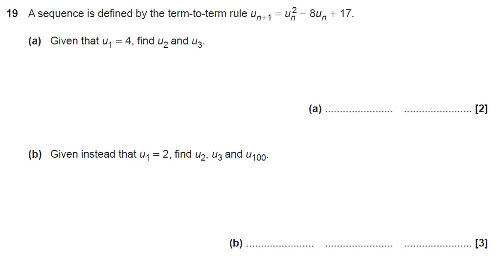 Question 19 - GCSE OCR Higher Maths Sample Paper 4 (Calculator)