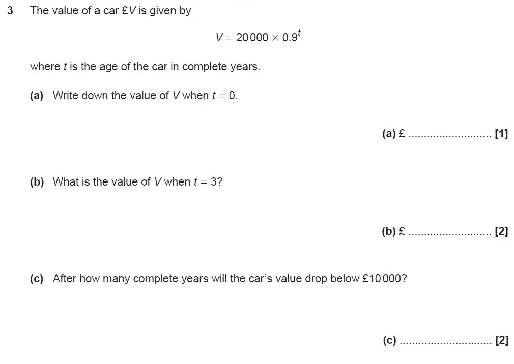 Question 3 - GCSE OCR Higher Maths Sample Paper 4 (Calculator)