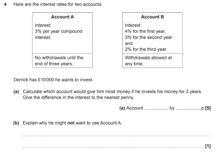 Question 4 - GCSE OCR Higher Maths Sample Paper 6 (Calculator)