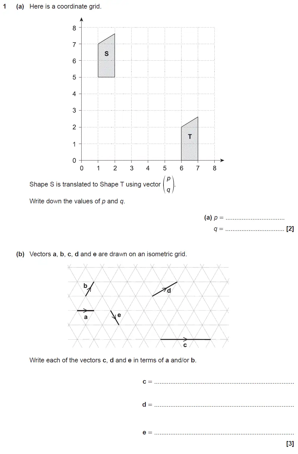 Question 1 - GCSE OCR Higher Maths Sample Paper 5 (Non-Calculator)