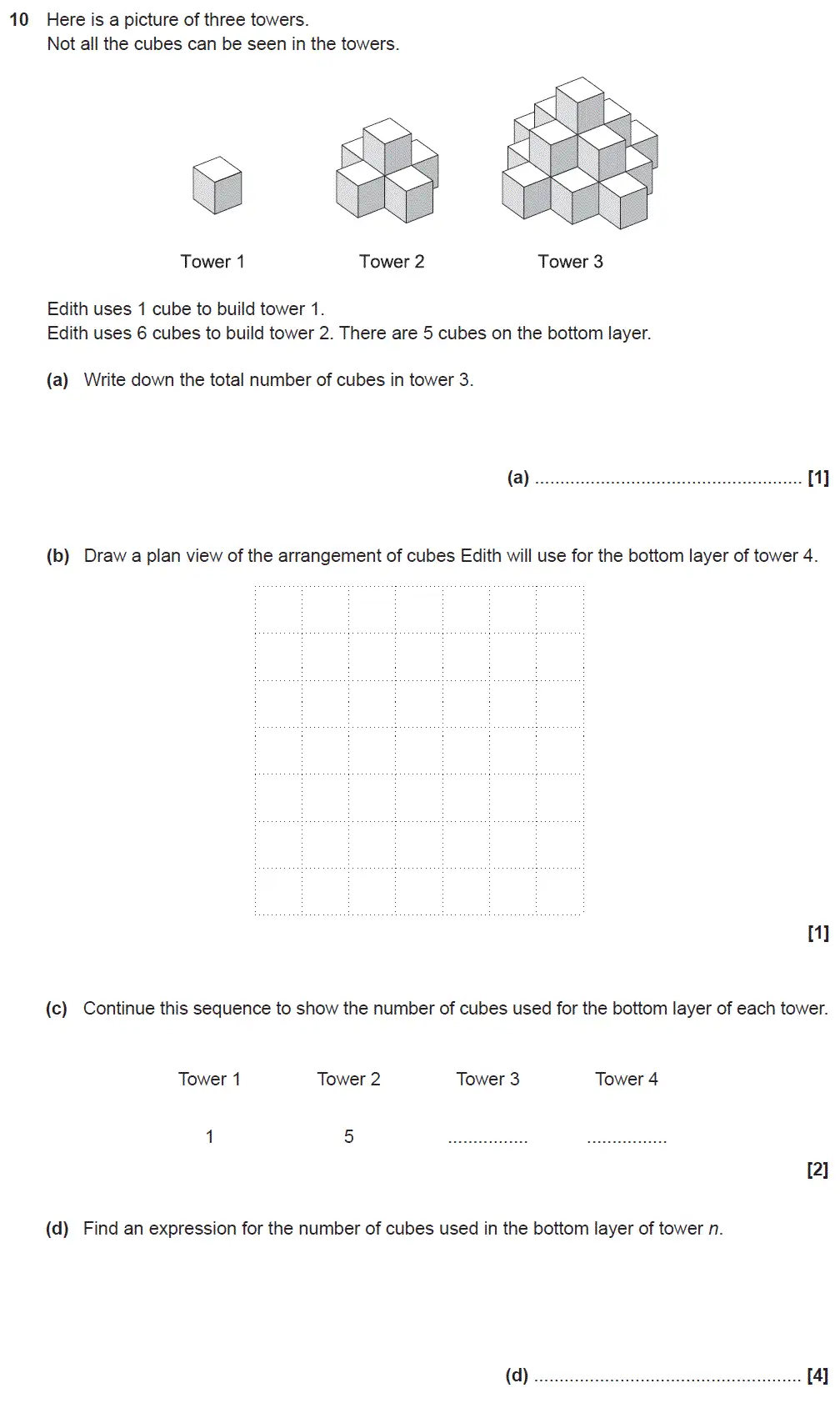 Question 10 - GCSE OCR Higher Maths Sample Paper 5 (Non-Calculator)