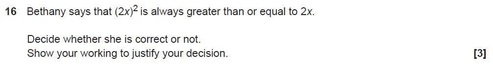 Question 16 - GCSE OCR Higher Maths Sample Paper 5 (Non-Calculator)