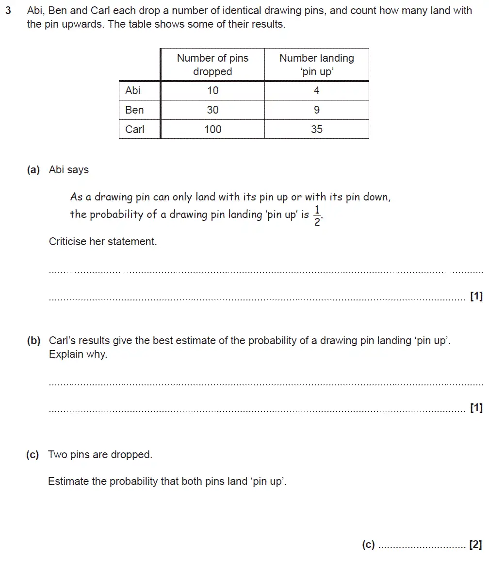 Question 3 - GCSE OCR Higher Maths Sample Paper 5 (Non-Calculator)