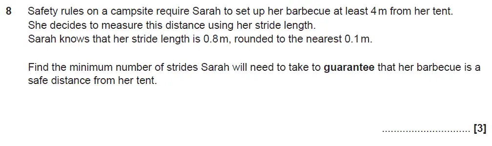 Question 8 - GCSE OCR Higher Maths Sample Paper 5 (Non-Calculator)