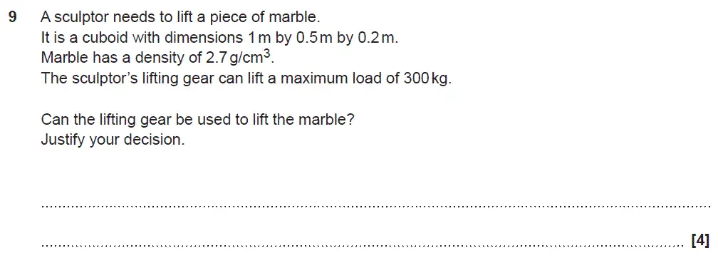 Question 9 - GCSE OCR Higher Maths Sample Paper 5 (Non-Calculator)