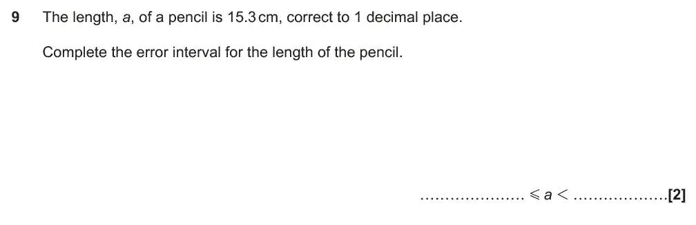 Question 9 - GCSE OCR Foundation Maths Past Paper 3 (Calculator) - June 2018