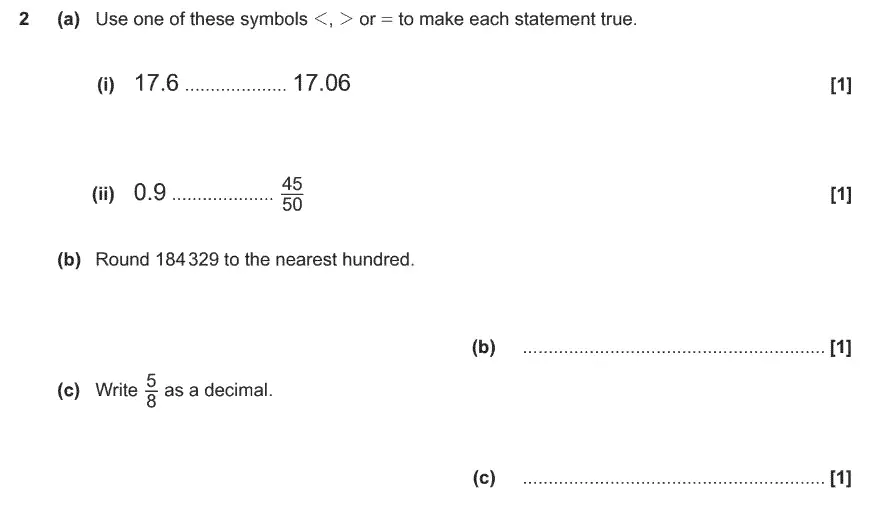 Question 2 - GCSE OCR Foundation Maths Past Paper 1 (Calculator)