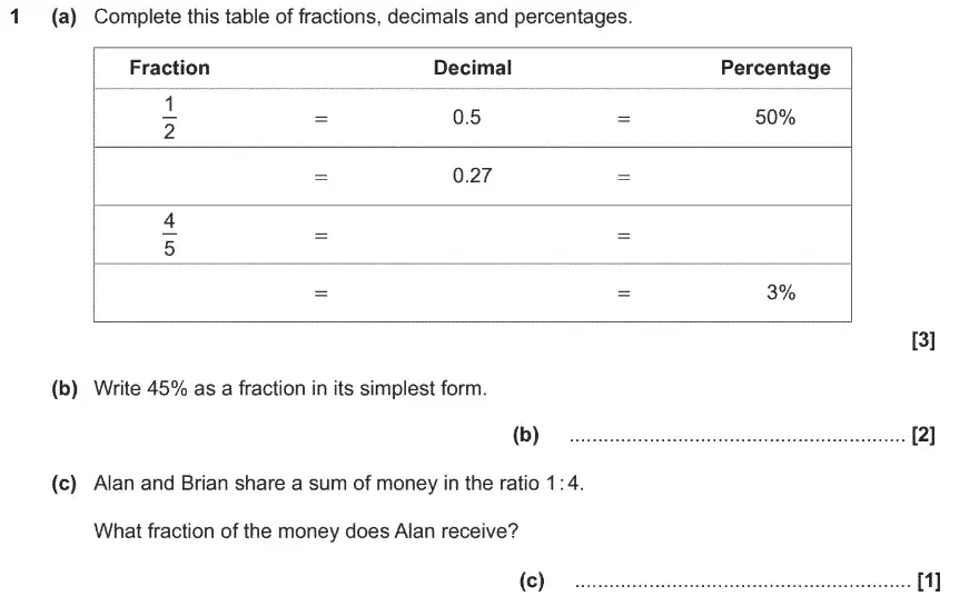Question 1 - GCSE OCR Foundation Maths Past Paper 3 (Calculator)