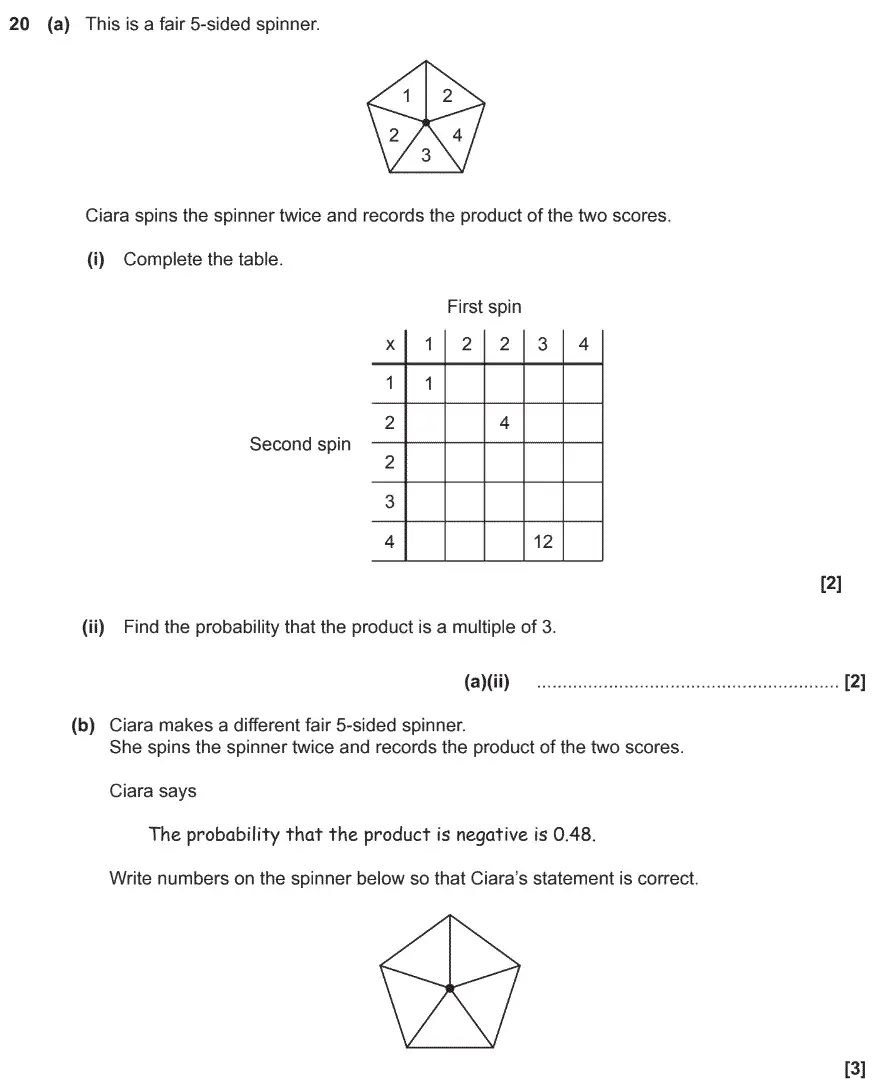 Question 20 - GCSE OCR Foundation Maths Past Paper 3 (Calculator)