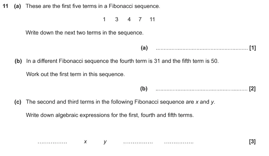 Question 11 - GCSE OCR Foundation Maths Past Paper 2 (Non-Calculator)