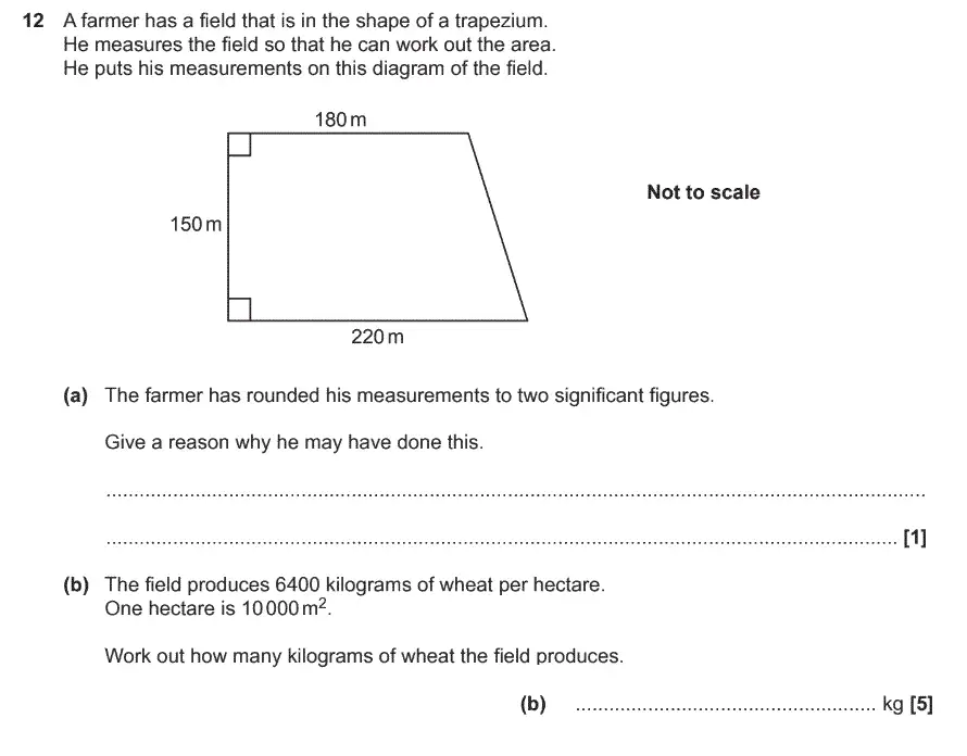 Question 12 - GCSE OCR Foundation Maths Past Paper 2 (Non-Calculator)