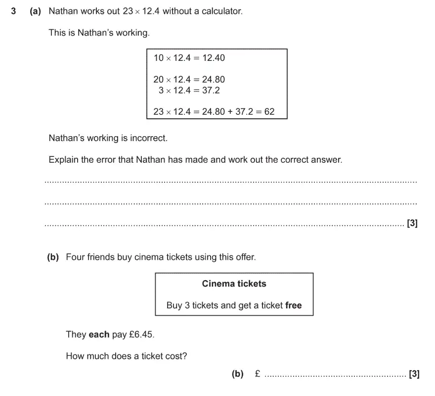 Question 3 - GCSE OCR Foundation Maths Past Paper 2 (Non-Calculator)