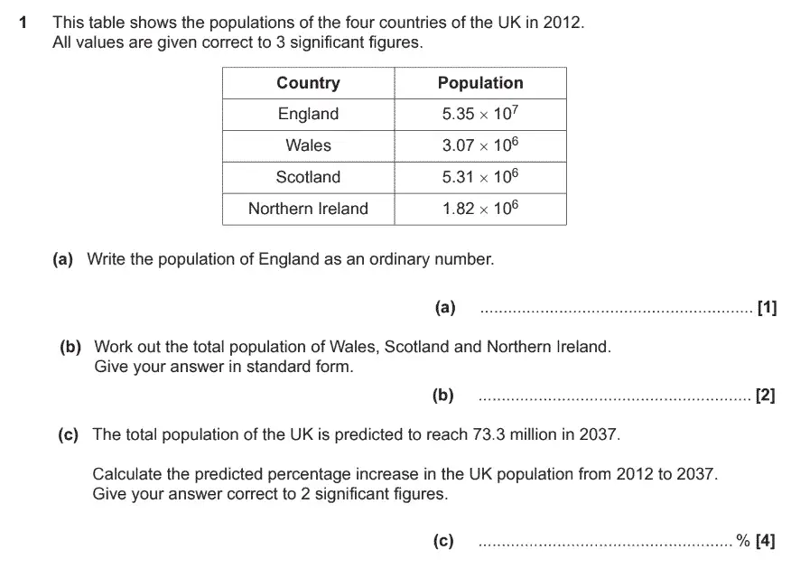 Question 1 - GCSE OCR Higher Maths Past Paper 6 (Calculator) - June 2017