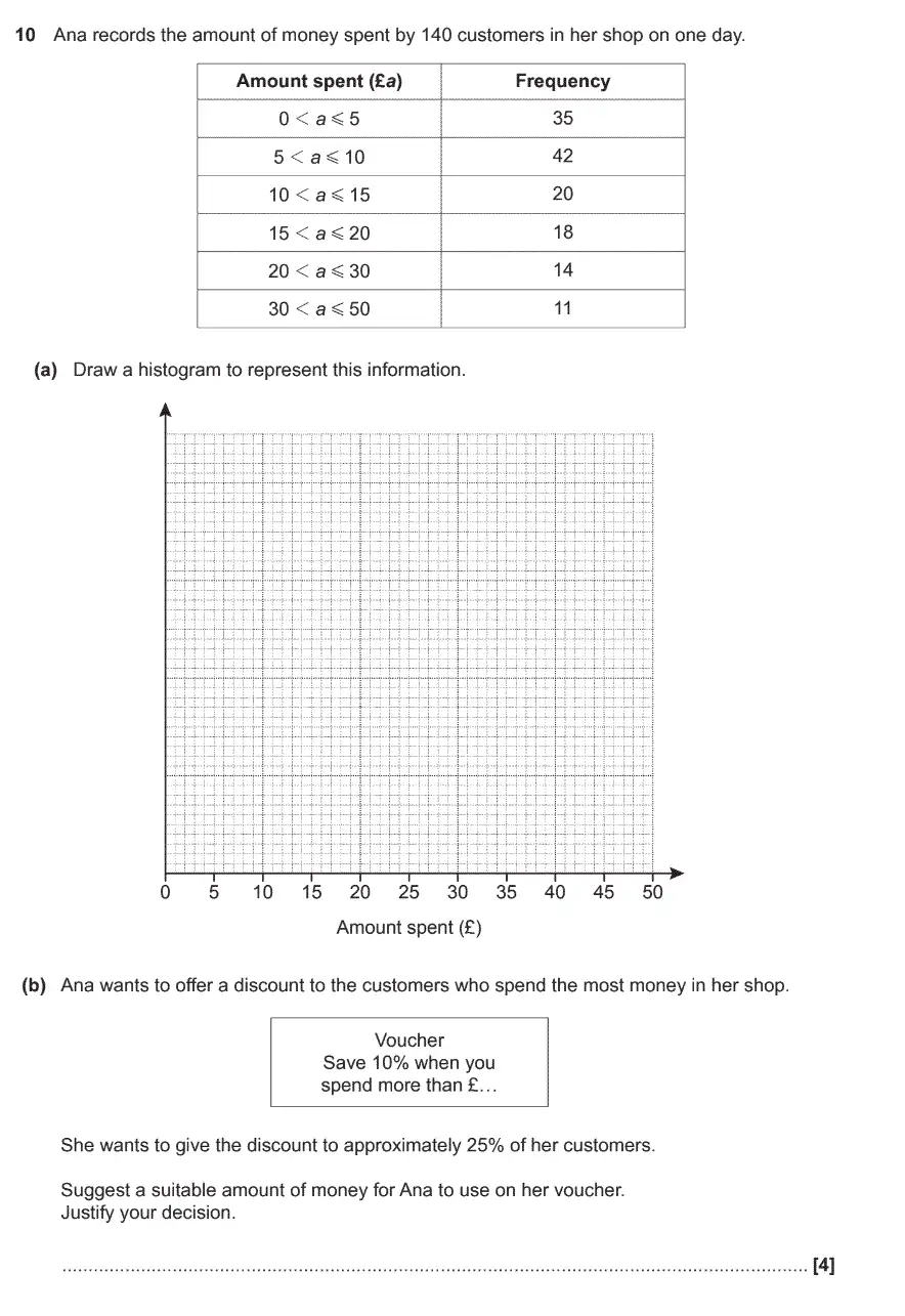 Question 10 - GCSE OCR Higher Maths Past Paper 6 (Calculator) - June 2017