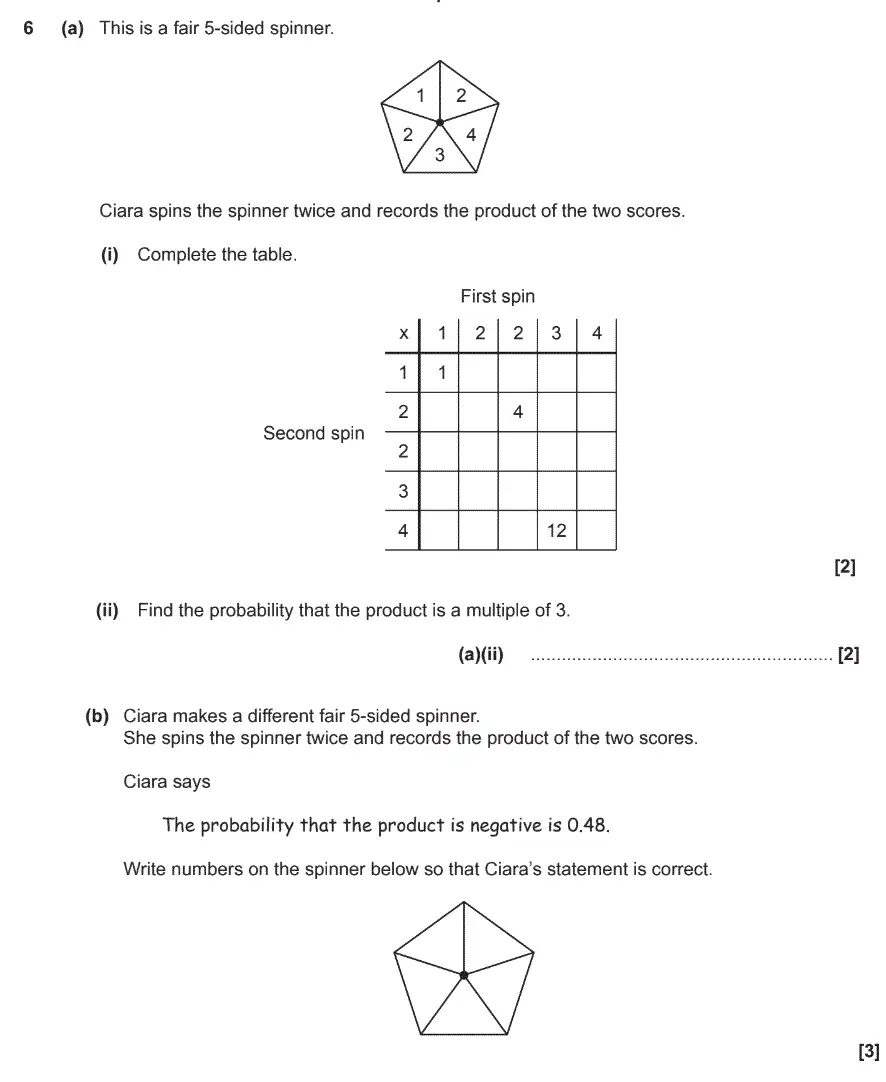 Question 6 - GCSE OCR Higher Maths Past Paper 6 (Calculator) - June 2017