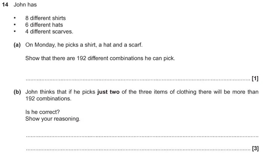 Question 14 - GCSE OCR Higher Maths Past Paper 5 (Non-Calculator) - June 2017